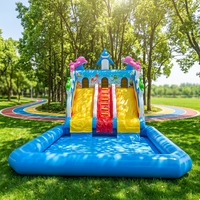 Toboggan aquatique gonflable avec piscine à jets d'eau pour jardin, fête à domicile, toboggan aquatique pour enfants, directement de l'usine, certifié CE, personnalisable