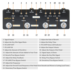 Bàn Đạp Hiệu Ứng Đa Guitar 5 Trong 1 Tùy Chỉnh Bàn Đạp Kết Hợp Hiệu Ứng Bàn Đạp Guitar Thiết Bị Bỏ Qua True Reverb Delay Fx Loop - Product Image 6