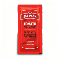 Sachets plats personnalisés anti-humidité à fermeture arrière 5g 10g pour Ketchup, Sauce Tomate, Chewing-gum, Lait, Condiments