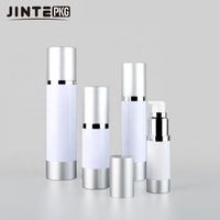 Bouteilles privées d'air en plastique blanches d'emballage cosmétique Offre Spéciale de pompe avec les chapeaux en aluminium argentés pour des cosmétiques