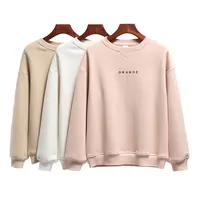 OEM नई डिजाइन 100% कपास स्वेटर ठोस कस्टम लोगो कढ़ाई Sweatshirt महिला hoodies