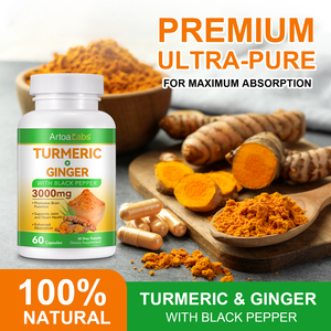 Artoalabs 3000mg không GMO viên nang nghệ hữu cơ thuần chay & viên nang Gừng với chiết xuất Hạt tiêu đen để hỗ trợ chung - Product Image 2