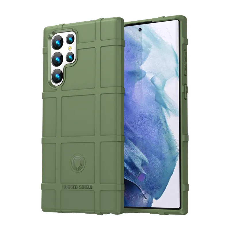 Funda suave de TPU para teléfono móvil Samsung Galaxy S23 ultra S21 plus S22, protector de Cuatro Esquinas, color verde, amortiguación de absorción de impacto, a prueba de caídas