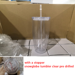 20oz snow <b>globe</b> tumbler with straw snowglobe tumbler clear pre drilled multiple colors mixable order quantity is 60 pcs - Product Image 6