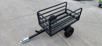Remorque benne arrière en acier pour tracteur et VTT, chariot de jardin à benne en maille