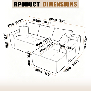 85" Cloud Sectional Couch With L-Shape Chaise,Modern Modular <strong>Sofa</strong> With Deep Seat,Upholstered Couches For Living Room Bedroom - Product Image 2