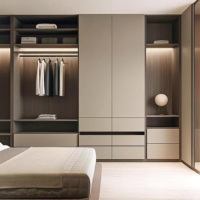 Armoire autoportante moderne personnalisable avec coiffeuse intégrée et meuble de rangement pour chambre d'appartement
