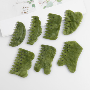 Peigne en jade vert, jade naturel, multi-spécifications, raclage des méridiens de <span class=keywords><strong>la</strong></span> tête, massage en jade, peignes de massage du cuir chevelu - Product Image 6