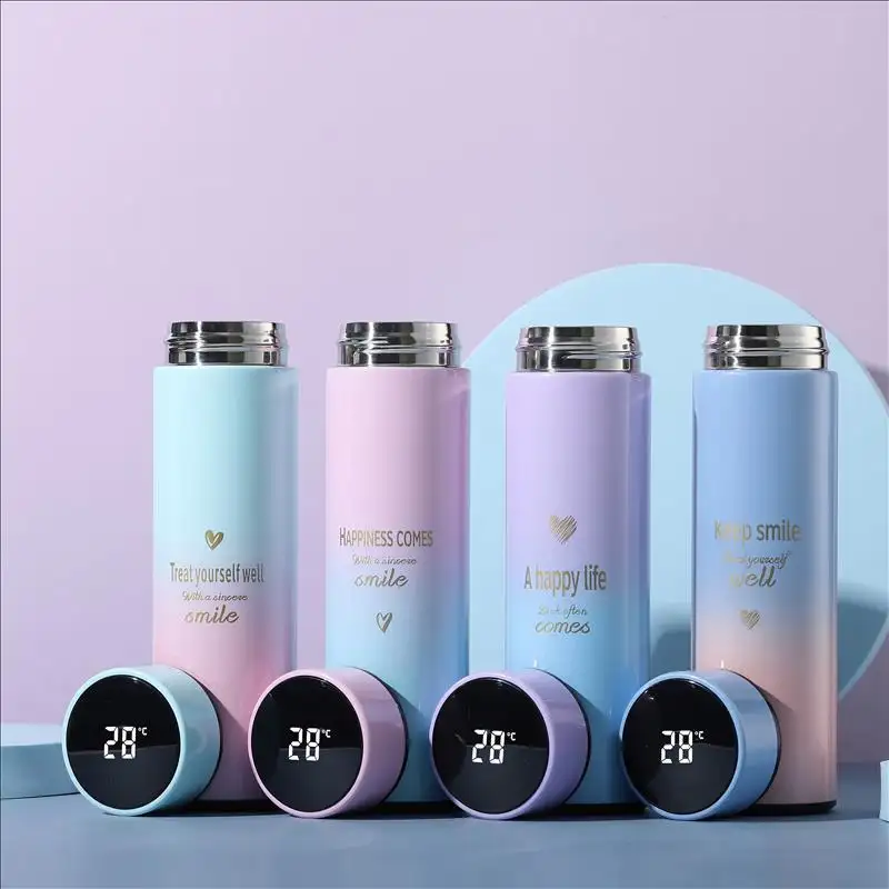 Creative Smart Temperature Display Mobile Phone Holder Thermos Cup Stainless Steel Vacuum Flask
