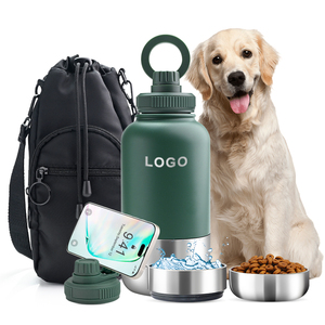 Kustom 1000ml 32oz perjalanan berkemah terisolasi baja tahan karat dinding ganda 3 in 1 botol air anjing dengan wadah makanan - Product Image 5
