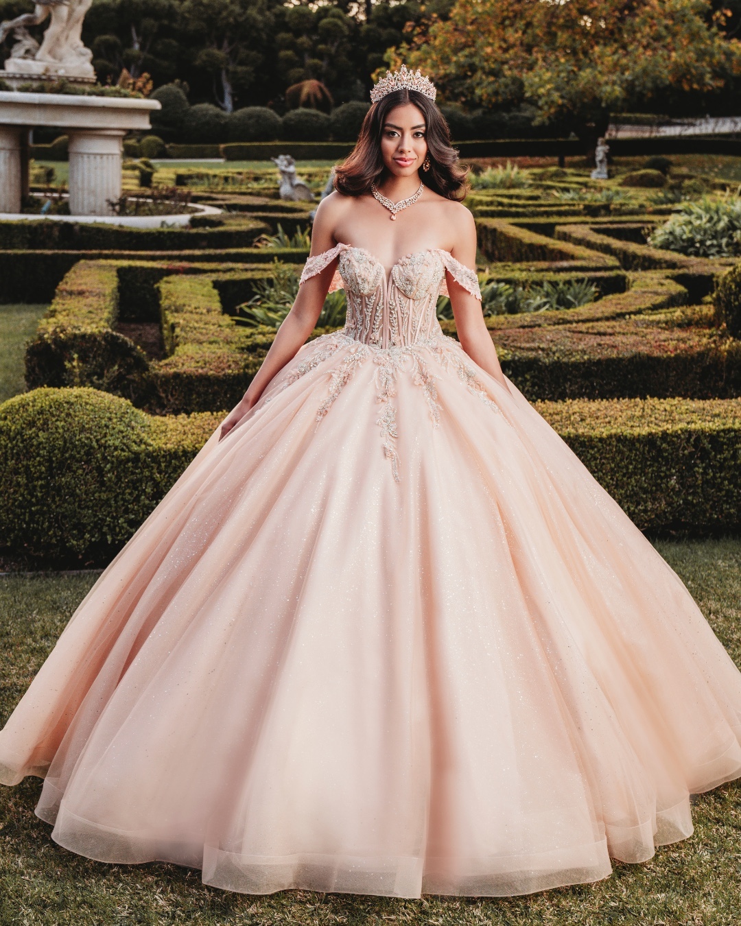 open lace back dress Pink Lace Ball Gown Quinceanera Dress Sweet Sixteen Dress For Girls Bi –  Siaoryne main image 0