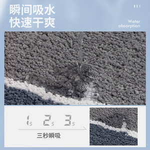 Tapis de salle de bain rectangulaire en polaire dégradé, absorbant et antidérapant, design nordique, pour salle de bain, chambre et entrée - Product Image 3