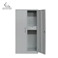 Kemei 2 doors steel locker cabinet wardrobe cabinet with drawer metal storage