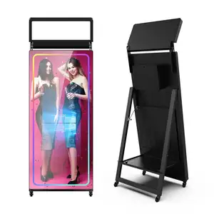 Tragbare Selfie Magic Mirror Photo Booth 70-Zoll-Bild Touchscreen-Maschine Drucker und Kamera für Veranstaltungen