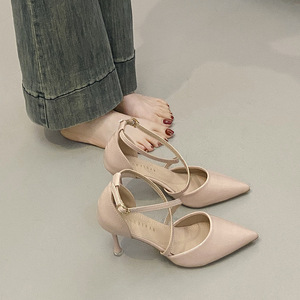 <span class=keywords><strong>Scarpe</strong></span> Estive da <span class=keywords><strong>Donna</strong></span> Sexy in Pelle PU con Tacco Alto Sottile e Punta Affusolata, Lussuose <span class=keywords><strong>Scarpe</strong></span> con Lacci Incrociati per Matrimoni e Banchetti - Product Image 4