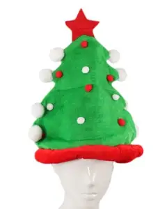 Noël Rouge Vert Arbre Caps En Peluche Tissu Arbre De Noël Chapeau Décoration
