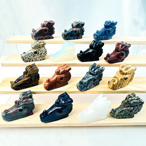 Venta al por mayor de materiales mixtos pulidos, estatuilla de animales, cabeza de dragón de cristal tallada para regalos de vacaciones - Product Image 3