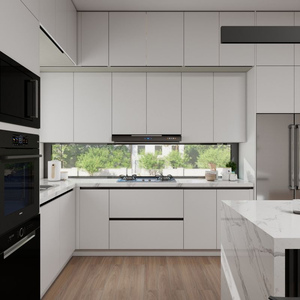 Fabriek Directe Verkoop Muur Gemonteerde Goedkope Luxe Cameroon Wit En Hout Hoogglans Hdf Keukenkast - Product Image 5