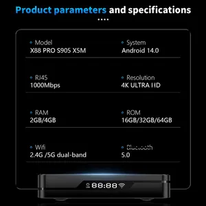 TV Box Android 14 Amlogic S905X5-M Directo de Fábrica, X88 Pro X5M AI-SR, <span class=keywords><strong>Super</strong></span> Resolución 8K, Smart TV Box con Gigabit Ethernet - Product Image 6