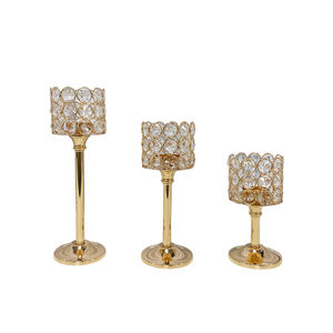 <b>Wedding</b> Decorative Golden <b>Candle</b> Holder With Crystal Cup for <b>Wedding</b> Tabletop Centerpieces - Product Image 1