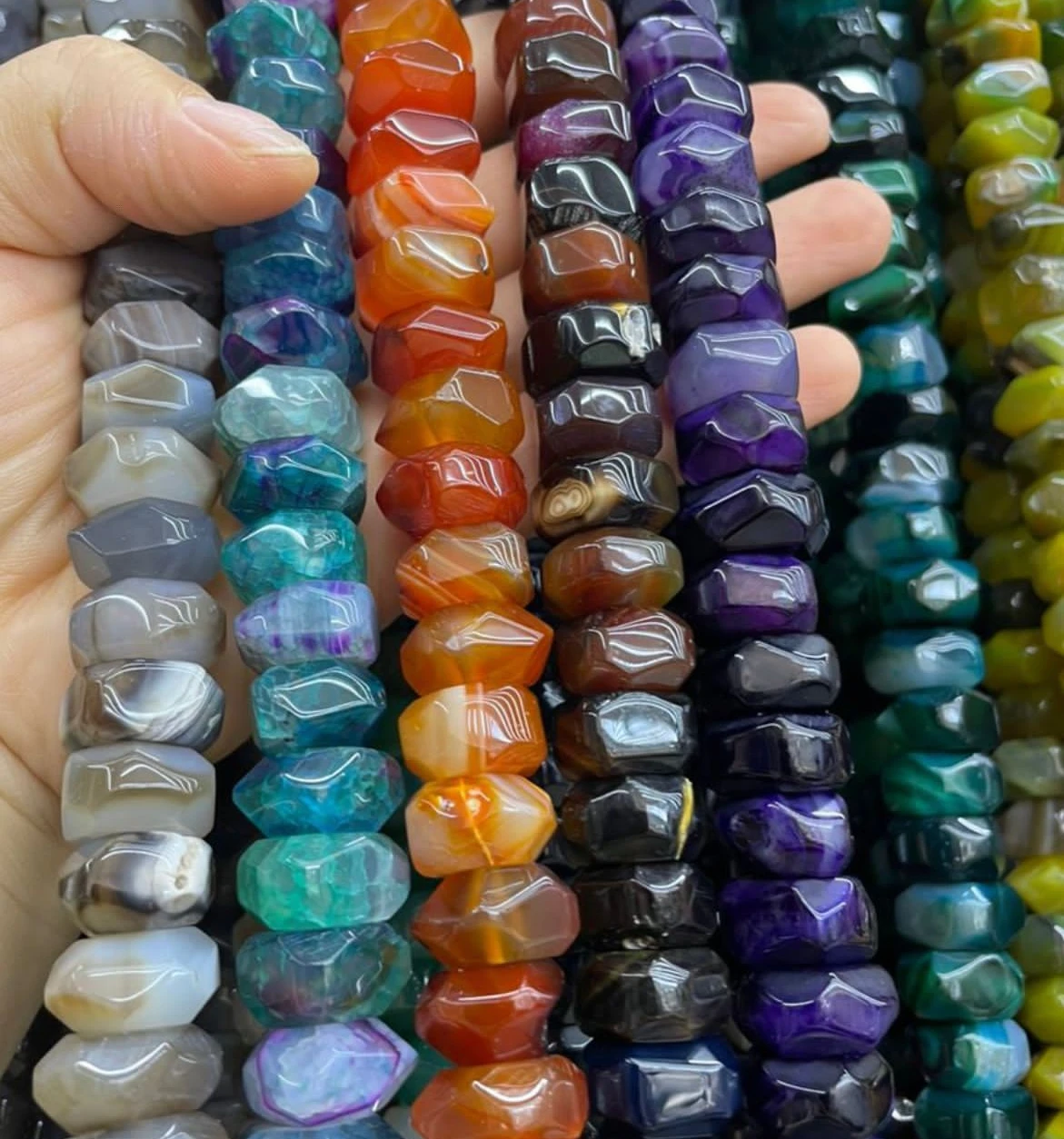 Different Multicolor Loose Beads Faceted Agate Bead Stone for Diy Jewelry Irregular Shape for Necklace Bracelet Making