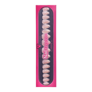 Lot de 32 faux ongles en amande à presser, French <span class=keywords><strong>Manucure</strong></span> Nude Base Champagne Or Fuchsia Métallique, en acrylique, courts, certifiés MSDS - Product Image 6