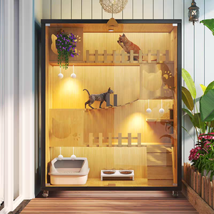 Massivholz Indoor Cat Cage Cat Villa Haus mit integrierten Free Space Pet House Möbel - Product Image 2