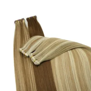 Factory Supplier Luxury Flat Weft 100%Human Hair Extensions Full Cuticles Double Drawn Thick Smooth Touching Shedding Free