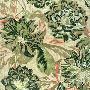 Tapis d'intérieur écologique en mélange laine/coton tissé à la main, brodé floral, vert ivoire, design classique, antidérapant, en coton, pour exercices et prières - Product Image 1