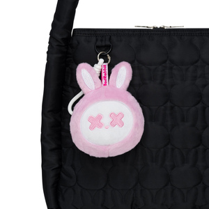 Iron Baby Rabbit <b>Backpack</b> Black Plush Faux Fur Streetwear Bag Featuring Hooded Leather Jacket Detail And Plush Straps - Product Image 5