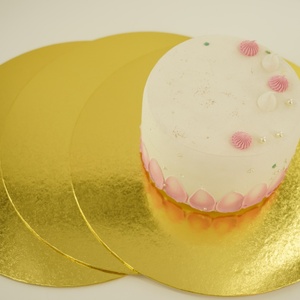 Round Goid Silver 1-5mm Golden Foil Cake Packaging Board Glossy Lamination Die Cut <b>Edge</b> Cake Base Board - Product Image 3