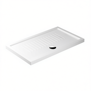 Receveur de douche rectangulaire en céramique 80 x 140 cm H. 6 cm avec drain pour salle de bain - Product Image 3