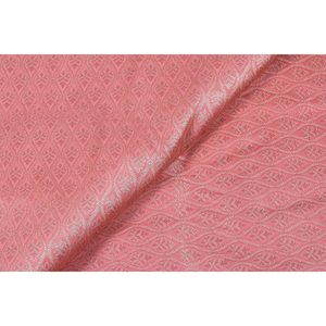 Triloki Flower Brocade <b>Fabric</b> Baby Pink Poly Brocade <b>Medium</b> Weight Woven Embroidered For Sari Apparel By The Yard - Product Image 4