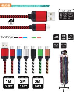 Cables DE DATOS micro <span class=keywords><strong>USB</strong></span>, cable de carga extra largo de 10 pies, cargador <span class=keywords><strong>USB</strong></span> de carga duradero de alta velocidad trenzado de nailon - Product Image 2