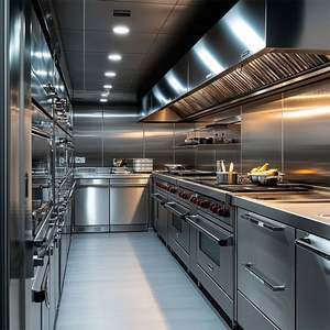 Îlot de cuisine de luxe sur mesure, armoires de bar en acier inoxydable, construction durable, support de conception de plan de travail gratuit, y compris l'évier - Product Image 5