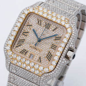 Montre Moissanite bicolore de forme carrée Buss down Trending Diamond Watch Gift Diamond Tester pass VVS quality moissanite watch - Product Image 1