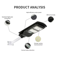 Lampe solaire de rue tout-en-un étanche IP65 pour extérieur, haute puissance, avec détecteur de mouvement LED, pour jardin, cour, zones résidentielles