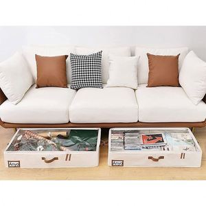 Under Bed Storage <b>Bins</b> Ultra Thick Fabric Closet Organizer With Handles <b>Label</b> Holder Transparent Window for Clothes Blankets - Product Image 5