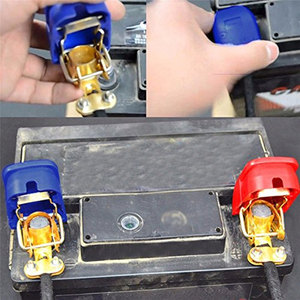 2 pièces/paire bornes de batterie universelles 12V à dégagement rapide <span class=keywords><strong>pinces</strong></span> en cuivre pour voitures caravanes accessoires de style de voiture utilisation automobile - Product Image 3
