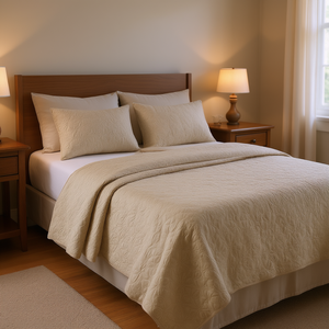 Db Quilt <b>Set</b> Reversible Khaki Floral Full Queen Size Soft Cotton Classic <b>Bedding</b> For Bedroom All Season Use - Product Image 2