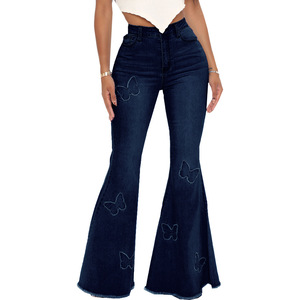 <span class=keywords><strong>Jeans</strong></span> a Zampa d'Elefante a Vita Alta da <span class=keywords><strong>Donna</strong></span>, Pantaloni in Denim Y2K Streetwear Vintage Lavati, Slim Fit Elasticizzati Multicolore - Product Image 6