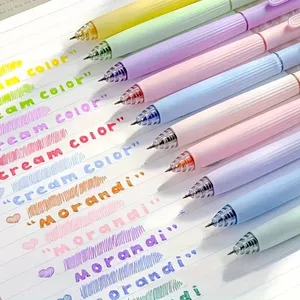 Juego de 5 bolígrafos de gel de colores Morandi, punta fina multicolor de 0,5 mm para estudiantes, para escribir y dibujar, suministros de papelería escolar - Product Image 6