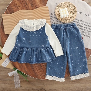 Qingli OEM Custom Factory vestiti alla moda da ragazza per la primavera autunno alla moda completo da tre pezzi a manica lunga in cotone - Product Image 1