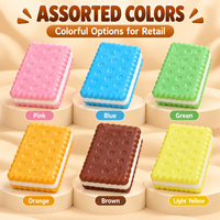 Jouet Squishy en PU à Remontée Lente, Forme Biscuit Sandwich, Couleurs Assorties, Doux à Presser, Anti-Stress, Boîte de 12 Pièces, Vente en Gros