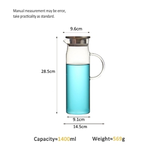 <span class=keywords><strong>Prix</strong></span> usine 1400ml couvercle <span class=keywords><strong>en</strong></span> acier inoxydable ménage verre clair refroidisseur d'eau grand jus citron <span class=keywords><strong>Pot</strong></span> boisson froide <span class=keywords><strong>Pot</strong></span> - Product Image 5