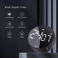 Temporizador de Productividad Digital Visual LED con Dial Giratorio Magnético, 3 Niveles de Volumen, Forma Redonda para Fitness, Repostería y Estudio