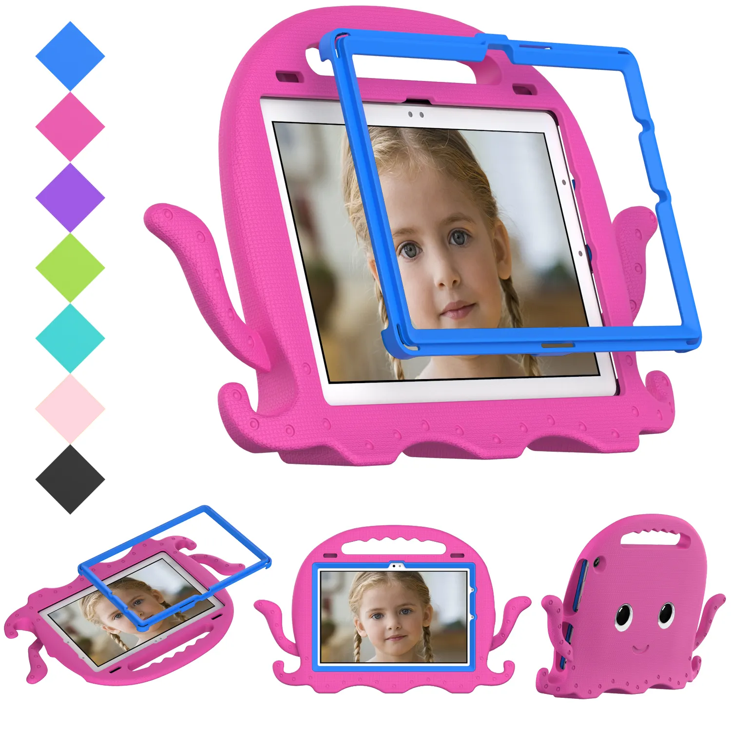 Cartoon Style Soft Foam EVA Shockproof Kids Tablet Cover with Shoulder Strap Stand Handle for Amazon Kindle Fire HD10 2021 Table