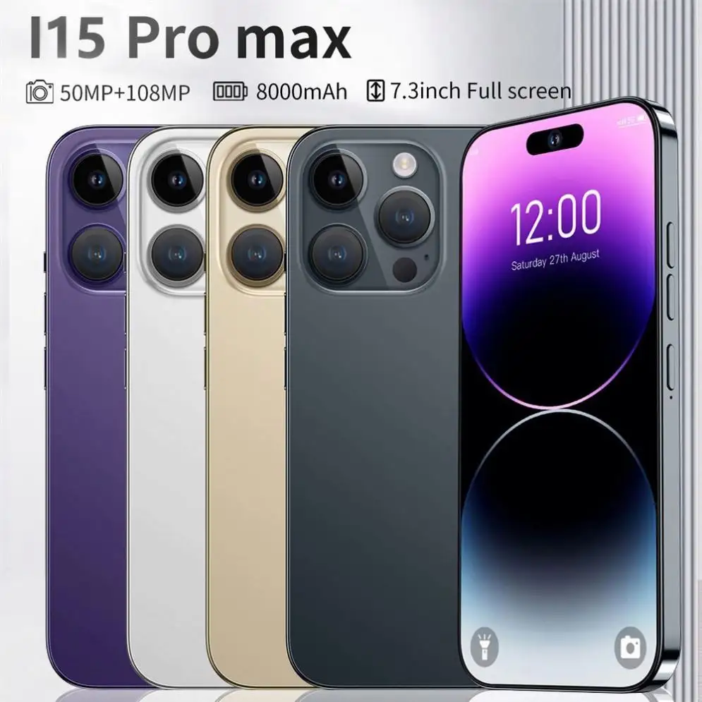 Original Telefon i15 Pro MAX Android Smartphones 12 GB + 512 GB Telefon 15 10-Core 4G 5G LET Handys entsperrt Doppel-SIM-Smartphone