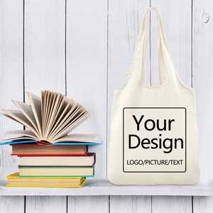 Bolsos de lona OEM para mujer con logotipo impreso personalizado, bolso de lona personalizado Diy, bolso de hombro de compras, bolso de lona resistente, liso en blanco - Product Image 5