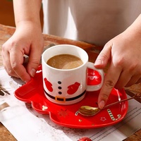 Tasses à expresso en céramique de luxe, cuillère de Noël personnalisée, nouveau design, ensemble tasse et soucoupe blanche pour café, thé, idée cadeau de Noël de luxe